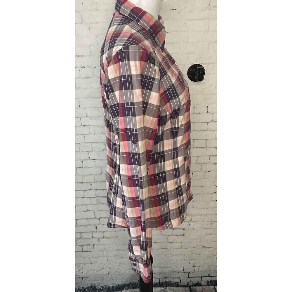 Columbia Shirt Women M Pink Purple Plaid Omni Shade Lightweight Long Sleeve H1 - Picture 8 of 12